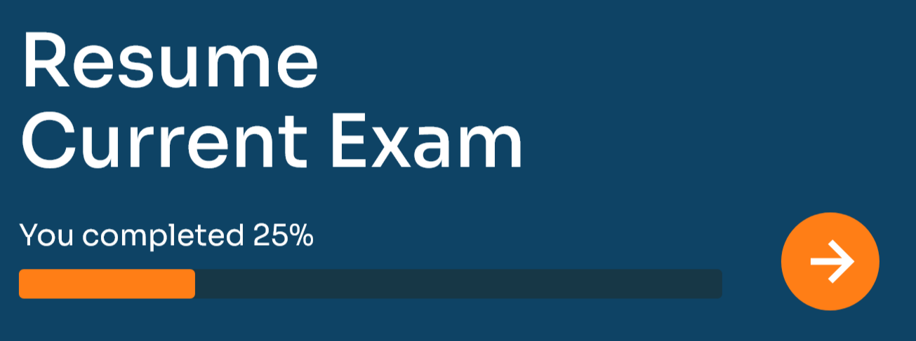 Exam hub highlighted practice card